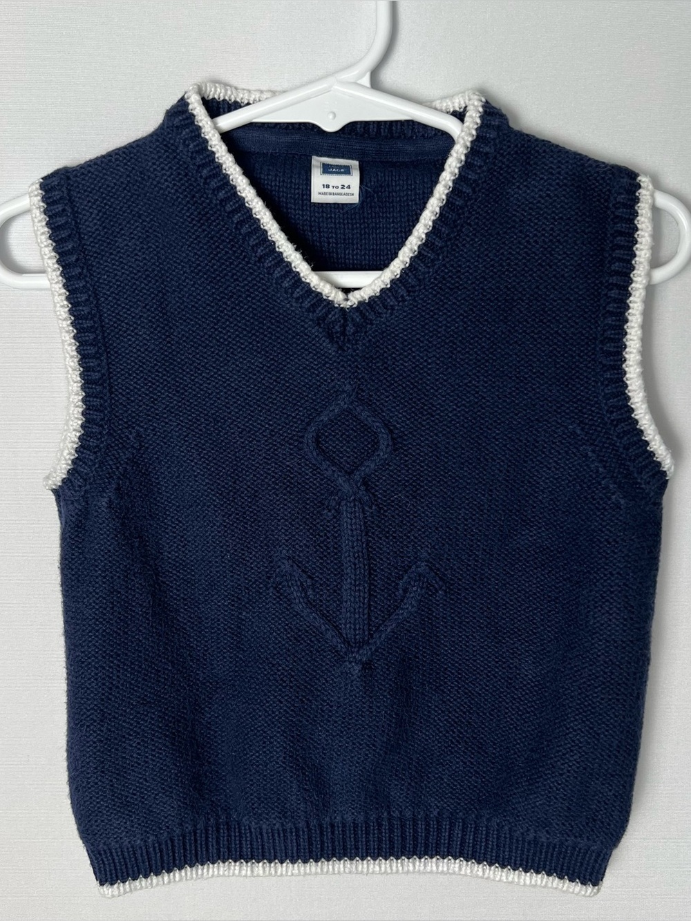 Janie and Jack Sweater Vest Baby Boys 18-24 Months Navy White Anchor Nautical